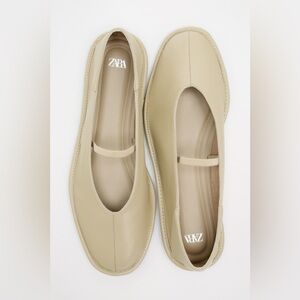 Zara cream leather ballet flats size 38